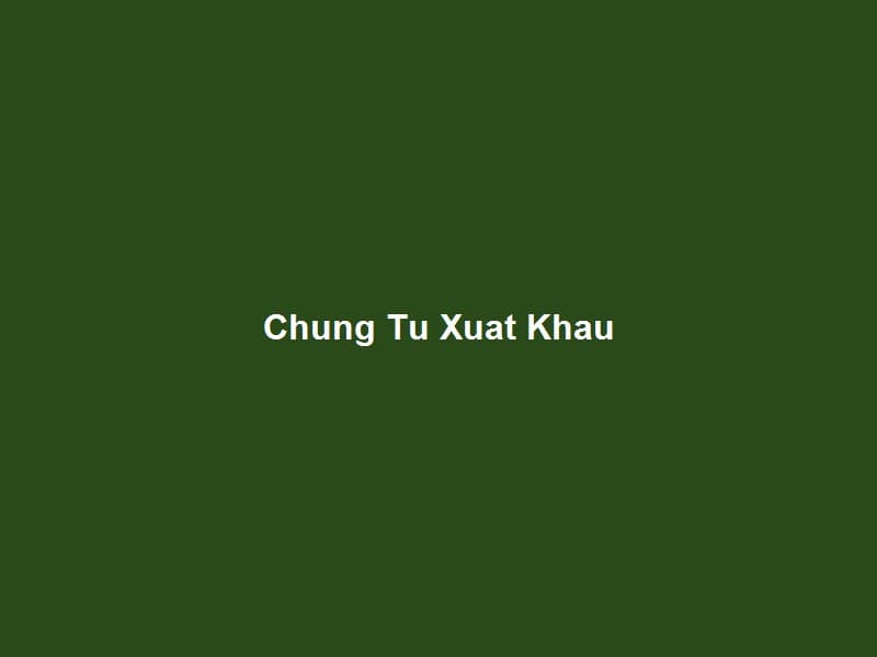 Chá»©ng Tá»« Xuáº¥t Kháº©u